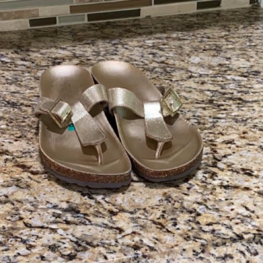 Gold thong sandals gladiators